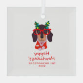Ornement En Verre Joyeux Noël Mignon Chien Drôle Vacances Arbre Déco (Verso)