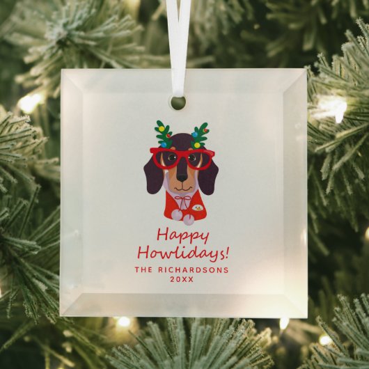 Ornement En Verre Joyeux Noël Mignon Chien Drôle Vacances Arbre Déco (Insitu)