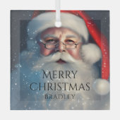 Ornement En Verre Joyeux Noël Père Noël Festive Vacances d'hiver (Recto)