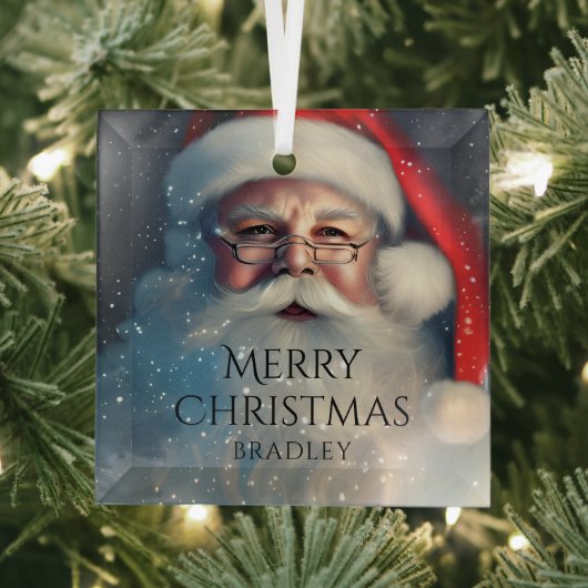 Ornement En Verre Joyeux Noël Père Noël Festive Vacances d'hiver (Insitu)