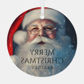 Ornement En Verre Joyeux Noël Père Noël Festive Vacances d'hiver (Verso)