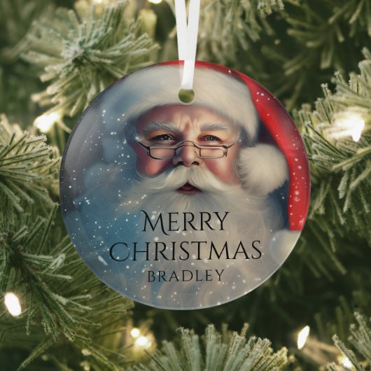Ornement En Verre Joyeux Noël Père Noël Festive Vacances d'hiver (Insitu)