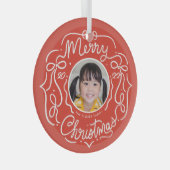 Ornement En Verre Joyeux Noël Whimsical Doodle Photo (Avant droite)