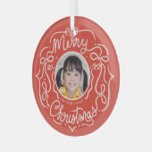 Ornement En Verre Joyeux Noël Whimsical Doodle Photo (Avant gauche)
