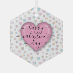 Ornement En Verre Joyeux Valentin minimaliste