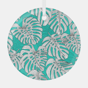 Ornement En Verre Jungle Feuille Tropical Floral sans fil