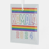 Ornement En Verre Kamala Harris 2024 Rainbow LGBTQ Retro (Avant gauche)