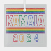 Ornement En Verre Kamala Harris 2024 Rainbow LGBTQ Retro (Recto)