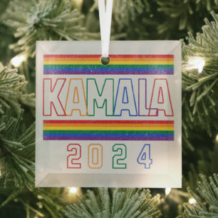 Ornement En Verre Kamala Harris 2024 Rainbow LGBTQ Retro