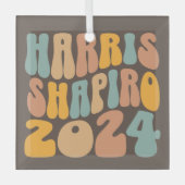 Ornement En Verre Kamala Harris Shapiro Wavy Text Retro tendance (Recto)