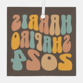 Ornement En Verre Kamala Harris Shapiro Wavy Text Retro tendance (Verso)