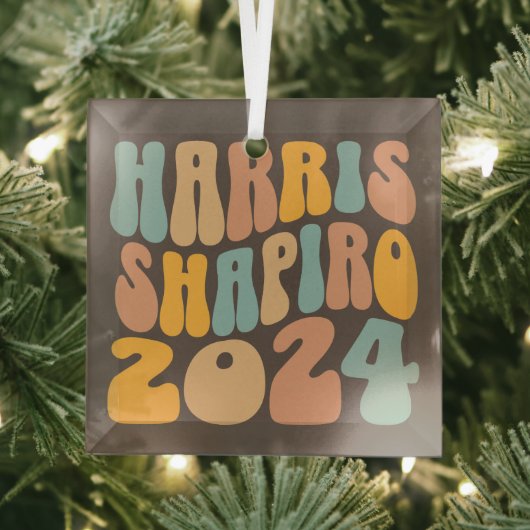 Ornement En Verre Kamala Harris Shapiro Wavy Text Retro tendance (Insitu)
