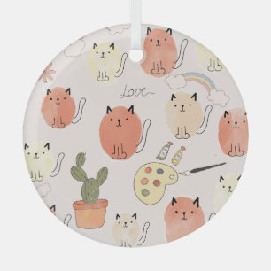 Ornement En Verre Kitty Kitten Chats : Motif animal mignon