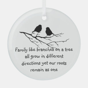 Ornement En Verre La famille comme des branches sur un arbre Dire Oi