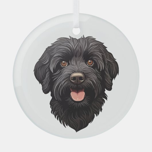 Ornement En Verre Labradoodle Chien noir (Recto)