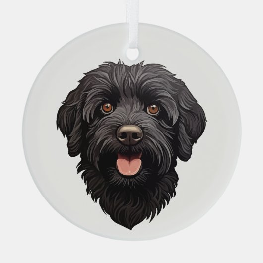 Ornement En Verre Labradoodle Chien noir (Verso)