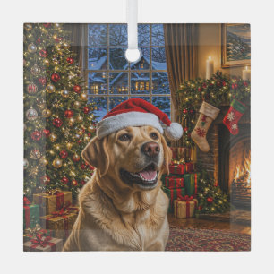 Ornement En Verre Labrador Retriever jaune de vacances