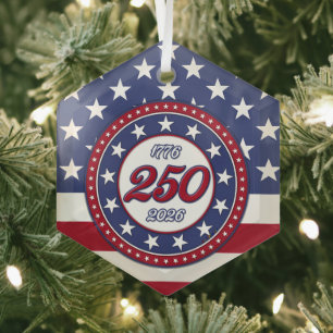 Ornement En Verre L'anniversaire des 250 ans de l'Amérique avec le d