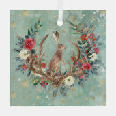 Ornement En Verre Lapin dans Antlers de Noël (Verso)
