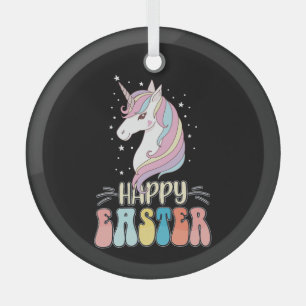 Ornement En Verre Lapin de Pâques licorne oeufs de Pâques