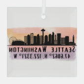 Ornement En Verre Latitude et Longitude de Seattle City Skyline (Verso)