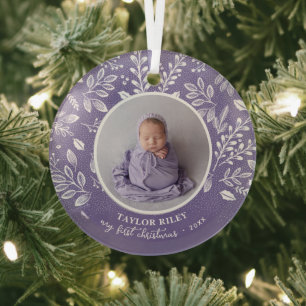 Ornement En Verre Lavande photo de Noël du bébé