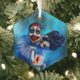 Ornement En Verre Le clown sinistre d'Halloween de SlipperyJoe barbo