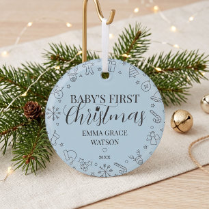 Ornement En Verre Le premier Noël de bébé personnalisé avec un nom C
