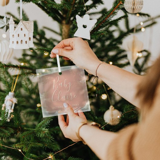 Ornement En Verre Le prénom de Noël du bébé Boho moderne