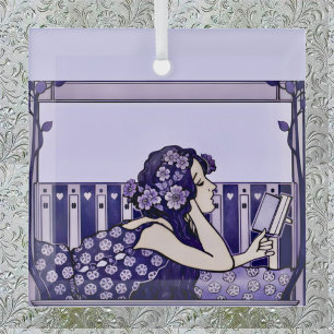 Ornement En Verre Lecteur vintage Art Nouveau