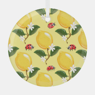 Ornement En Verre Lemon Ladybug : Motif jaune tropical.
