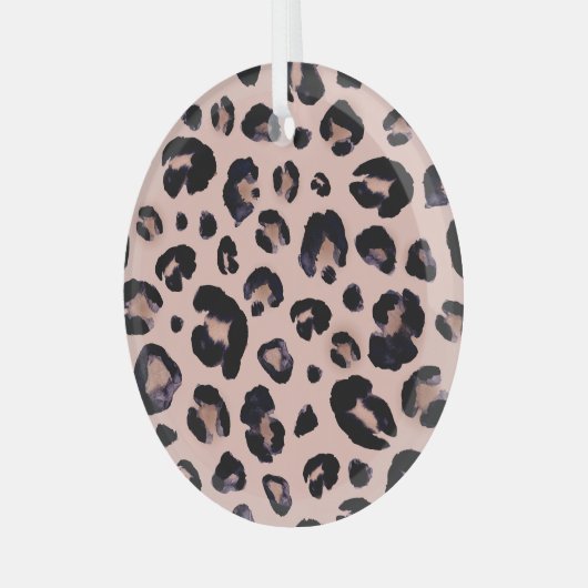 Ornement En Verre Léopard De Neige, Texture Dessinée À La Main. (Avant gauche)