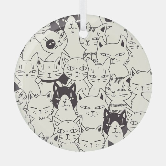 Ornement En Verre Les chats dessinés à la main gribouillent un motif (Recto)