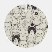 Ornement En Verre Les chats dessinés à la main gribouillent un motif (Verso)