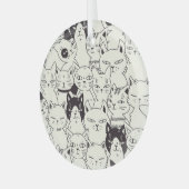 Ornement En Verre Les chats dessinés à la main gribouillent un motif (Avant gauche)