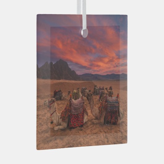 Ornement En Verre Les déserts | Camels Sinai Mountains Egypte (Avant droite)