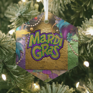 Ornement En Verre Les doubloons graphiques sur le thème Mardi Gras d