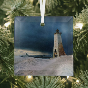Ornement En Verre Les phares   Frankfort Lighthouse Lake Michigan