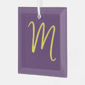 Ornement En Verre Lettre initiale Monogramme élégant Indigo jaune (Avant gauche)