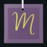 Ornement En Verre Lettre initiale Monogramme élégant Indigo jaune<br><div class="desc">Voulez-vous posséder un produit avec les initiales de votre nom? Il est très simple,  esthétique et attrayant.</div>