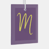 Ornement En Verre Lettre initiale Monogramme élégant Indigo jaune (Avant droite)