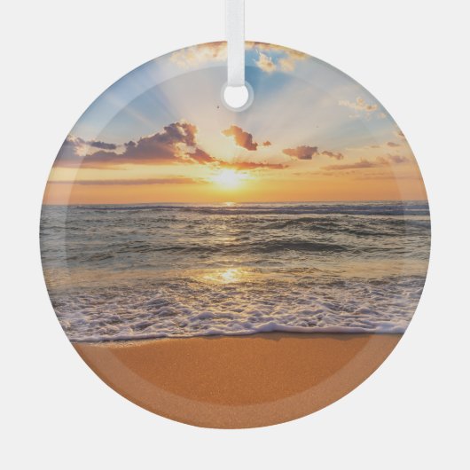 Ornement En Verre Lever d'océan, horizon bleu profond. (Recto)