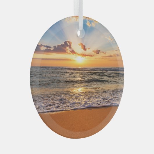 Ornement En Verre Lever d'océan, horizon bleu profond. (Avant droite)