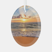 Ornement En Verre Lever d'océan, horizon bleu profond. (Avant gauche)