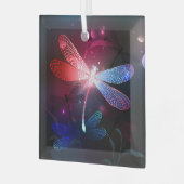 Ornement En Verre libellule rouge brillante (Avant gauche)