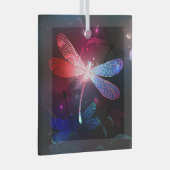 Ornement En Verre libellule rouge brillante (Avant droite)