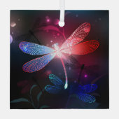 Ornement En Verre libellule rouge brillante (Verso)