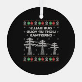 Ornement En Verre Lineman Noël Nos balles s'allument (Verso)