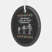 Ornement En Verre Lineman Noël Nos balles s'allument (Avant gauche)