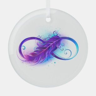 Ornement En Verre L'infini avec plume violette